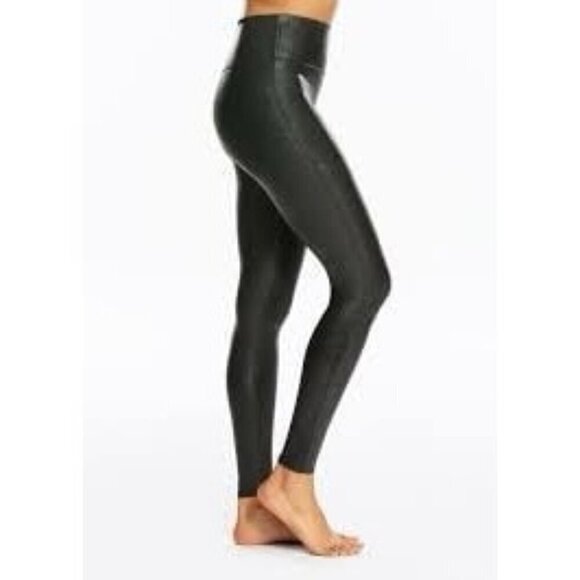 SPANX Pants - Spanx Women's Faux Leather Leggings Size Medium Black Stretch Moto